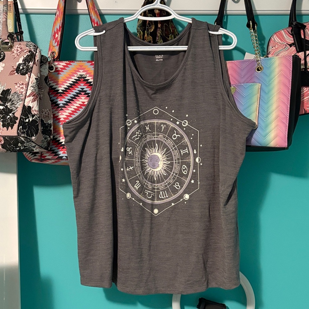 NWOT Ricki’s Gray Zodiac Graphic Tank Top